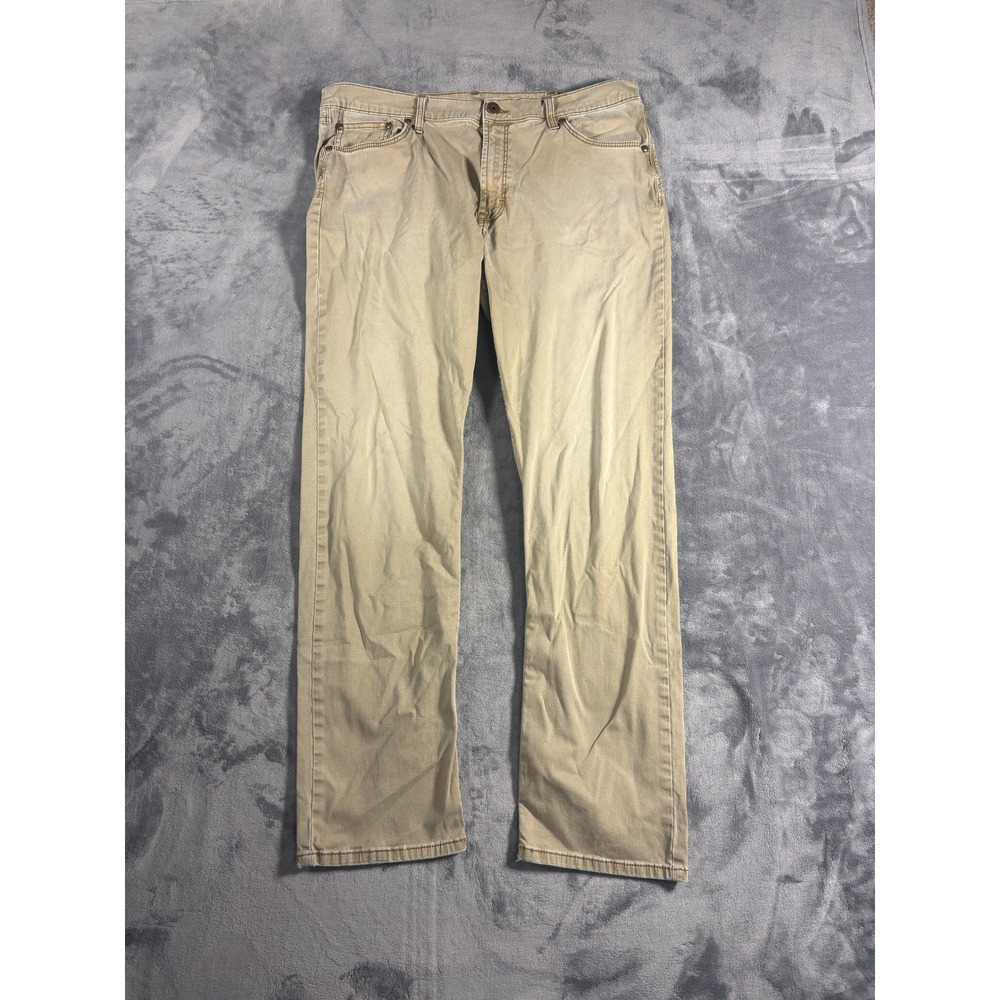 Wrangler Mens Slim Straight Pants 38x29 Tan Premium Quality Cotton Blend